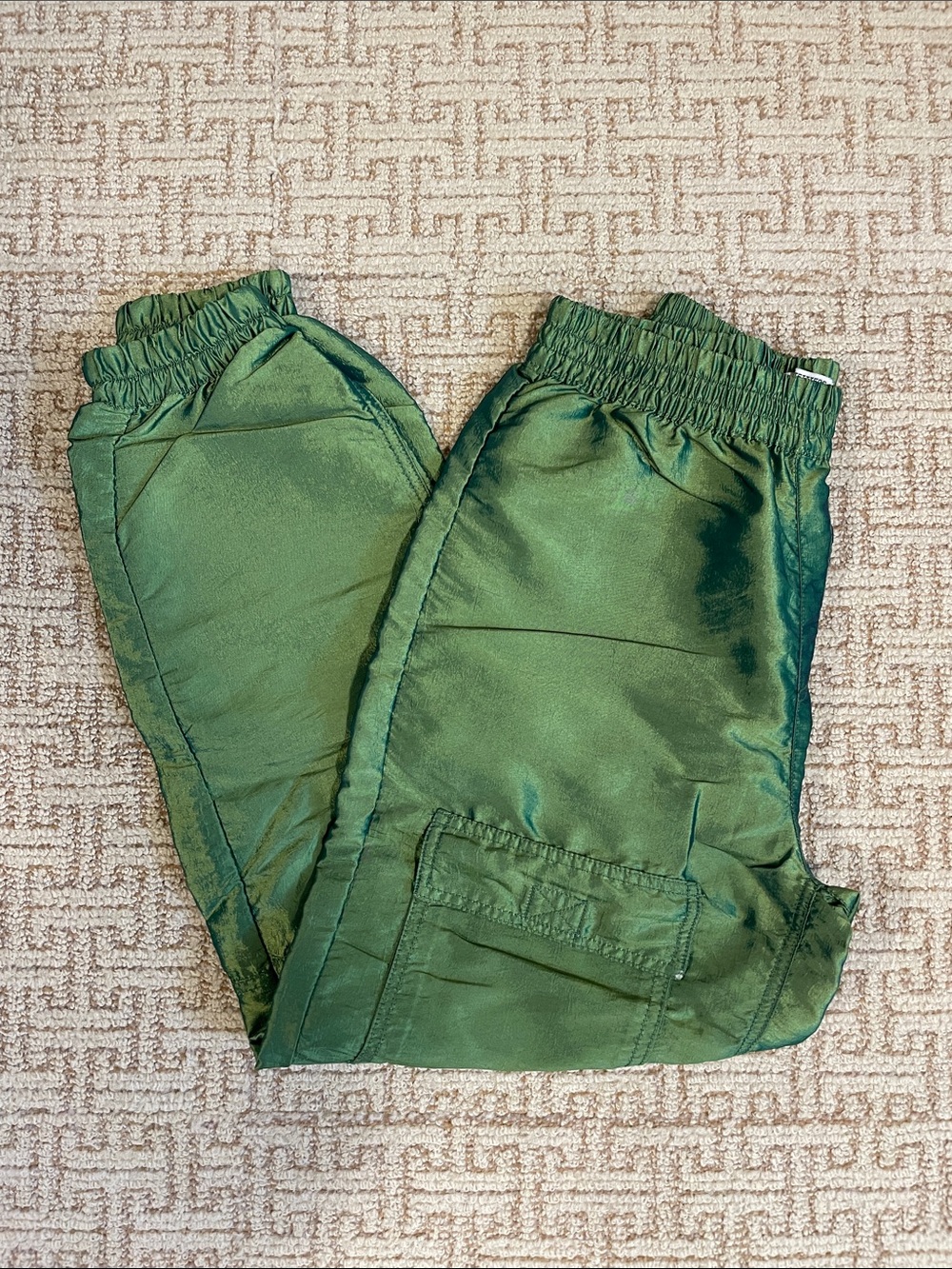 Urban Outfitters Green Satin Track Joggers